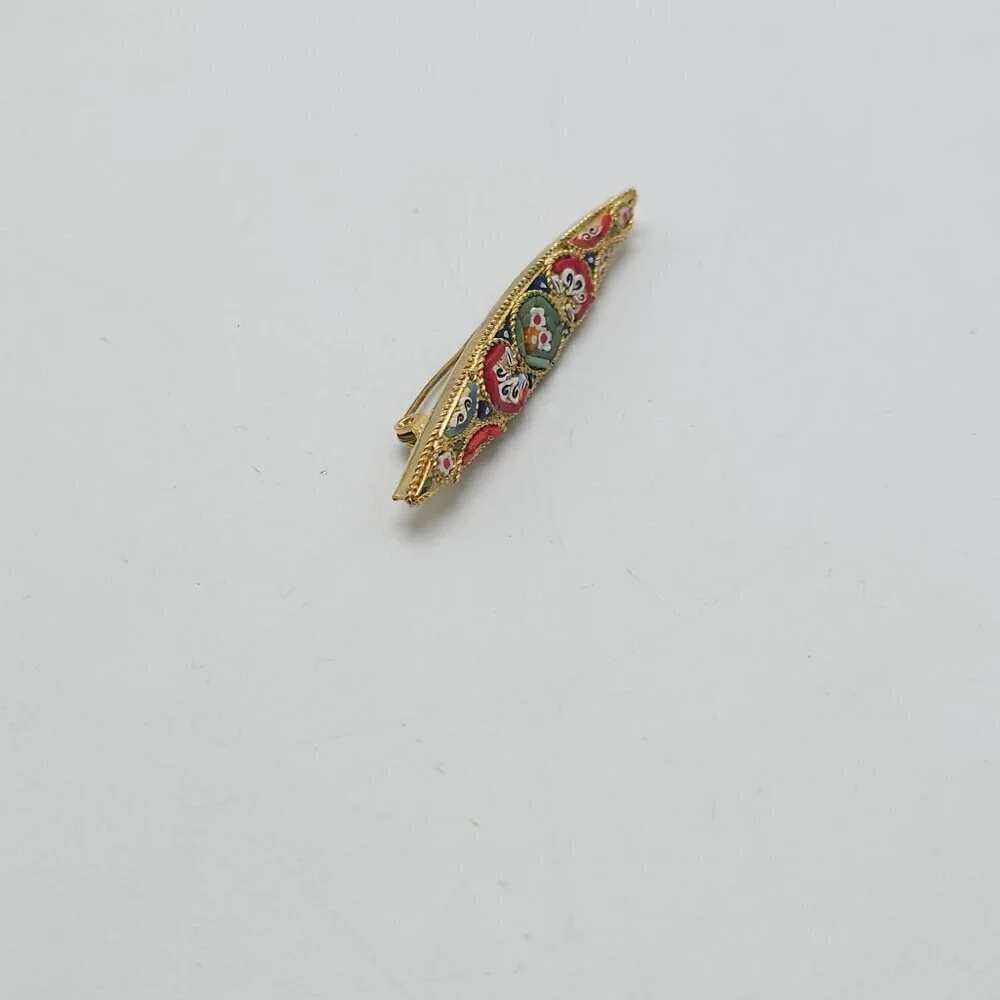 Vintage Italian Millefiori Mosaic Brooch Pin 2